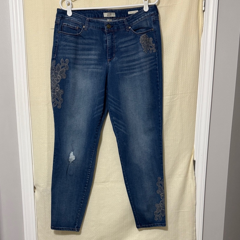 Vintage America Dark Blue Floral Jeans